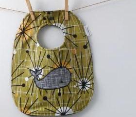Whale Baby Bib - Mid-Mod Baby Gift - Toddler-Sized Bib with Snaps