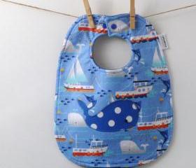  Whale Baby Bib with Snaps - Baby Boy Shower Gift